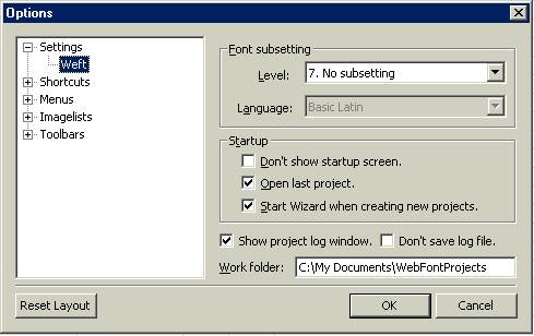WEFT Settings Dialog
